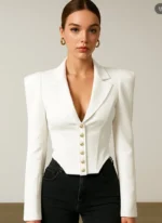 Blazer With Metal Buttons Wide Shoulder - Image 3