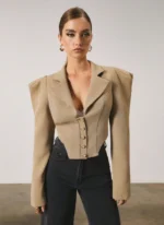 Blazer With Metal Buttons Wide Shoulder