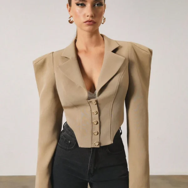 Blazer With Metal Buttons Wide Shoulder