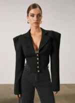 Blazer With Metal Buttons Wide Shoulder - Image 2
