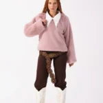 Wool & Faux Fur Sweater Dusty Pink