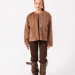 Padded Wool Jacket Brown