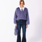 Wool & Faux Fur Sweater Purple