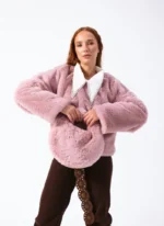 Wool & Faux Fur Sweater Dusty Pink - Image 2