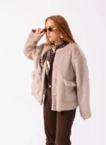 Padded Wool Jacket Beige - Image 2