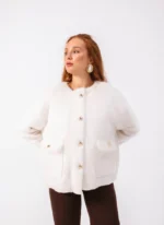 Padded Wool Jacket White - Image 2