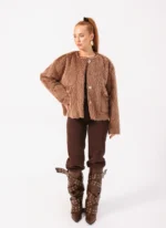 Padded Wool Jacket Brown - Image 2