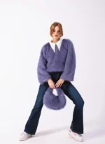 Wool & Faux Fur Sweater Purple - Image 2