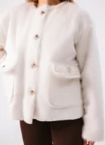 Padded Wool Jacket White - Image 3