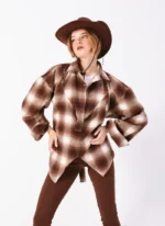 Plaid Flannel Shirt – One Size Brown - Image 3