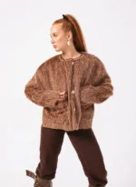 Padded Wool Jacket Brown - Image 3