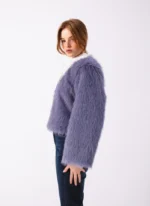 Wool & Faux Fur Sweater Purple - Image 3