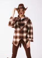 Plaid Flannel Shirt – One Size Brown - Image 2