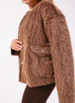 Padded Wool Jacket Brown - Image 4