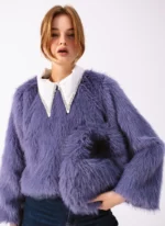 Wool & Faux Fur Sweater Purple - Image 4