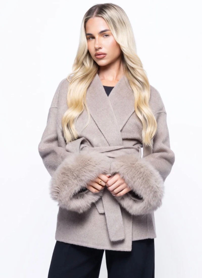 2 (12) Refined Wrap Statement Jacket Greyish Beige - Image 1