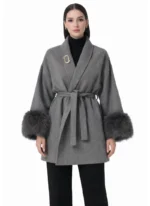 Modaci Fur Cuff Coat Gray