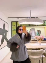 Modaci Fur Cuff Coat Gray - Image 4