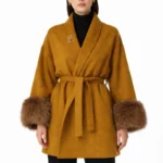 Modaci Fur Cuff Coat Mustard