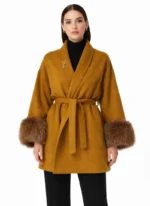 Modaci Fur Cuff Coat Mustard