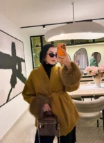 Modaci Fur Cuff Coat Mustard - Image 3