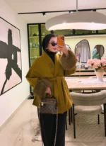 Modaci Fur Cuff Coat Mustard - Image 4