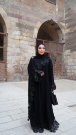 Embroidered black abaya
