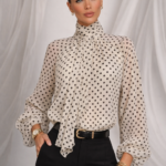 Polka dot chiffon blouse