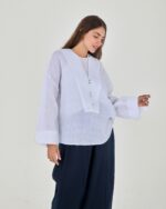 Pure Linen Heritage Mother-of-Pearl Blouse - Image 3