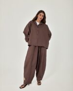 Brown Elegance Pure Linen Co-Ord Set - Image 2