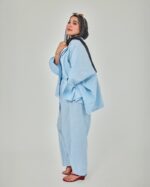 Baby Blue Elegance Pure Linen Co-Ord Set - Image 2