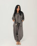 Gray MODACI Linen Elegance Co-Ord Set