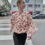 Floral Chiffon Ruffle Blouse